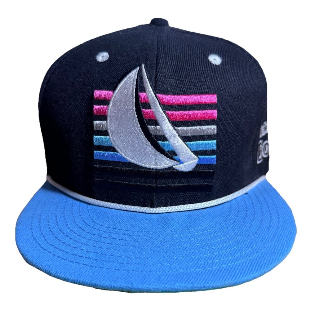 Pink Dolphin Snapback Hat Black Blue Sailboat Logo Adjustable Cap Unisex